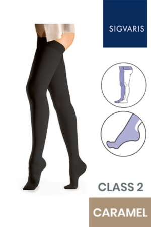 Sigvaris Essential Comfortable Unisex Class 2 Caramel Compression Tights with Waist Attachment